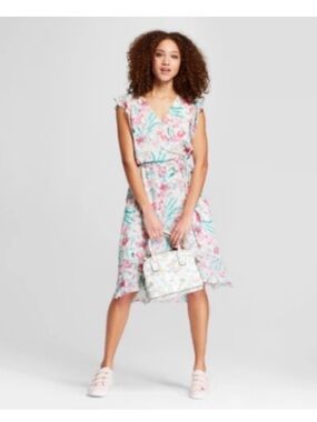A New Day Women’s Floral Print Midi Wrap Dress M